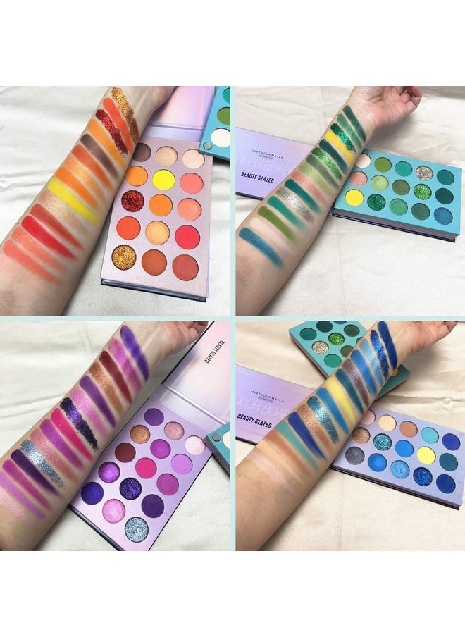 60 Colors Eyeshadow Palette, 4 in1 Color Board Makeup Palette Set Highly Pigmented Glitter Metallic Matte Shimmer Natural Ultra Eye Shadow Powder Easy to Blend