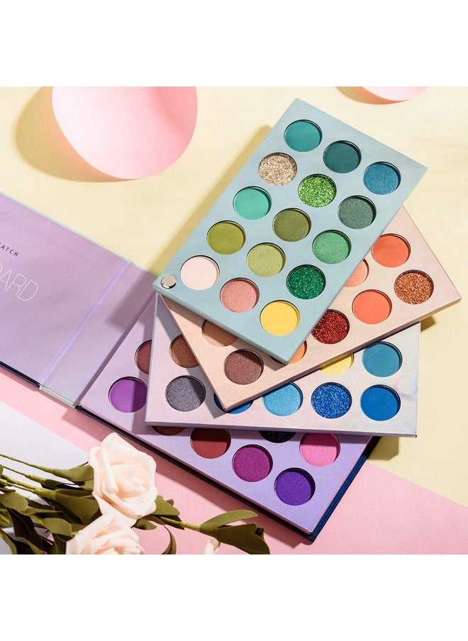 60 Colors Eyeshadow Palette, 4 in1 Color Board Makeup Palette Set Highly Pigmented Glitter Metallic Matte Shimmer Natural Ultra Eye Shadow Powder Easy to Blend