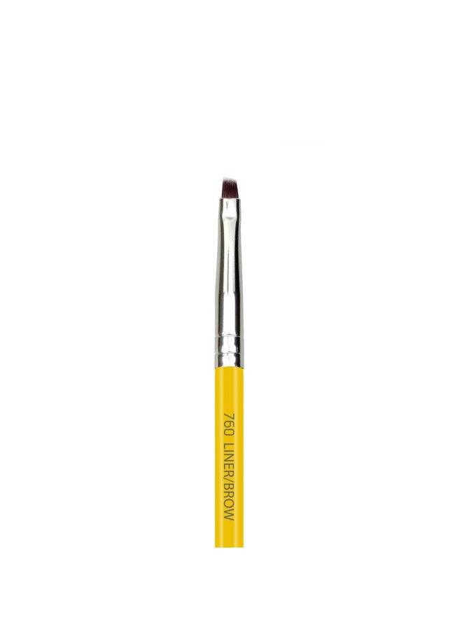 Bdellium Tools Professional Makeup Brush - Studio Series 760 Liner/Brow - With Soft Synthetic Fibers, For Smudging out Eyeliner (Yellow, 1pc)