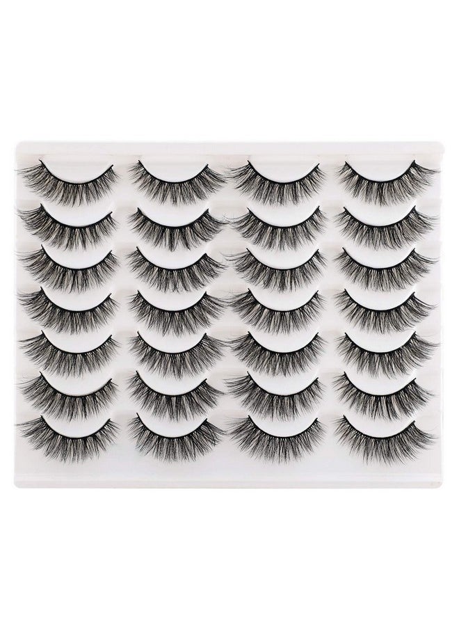 Newcally Lashes False Eyelashes Cat Eyes Wispy Natural Faux Mink Lashes 14 Pairs Pack Light Volume Short Fake Eye Lashes Multipack