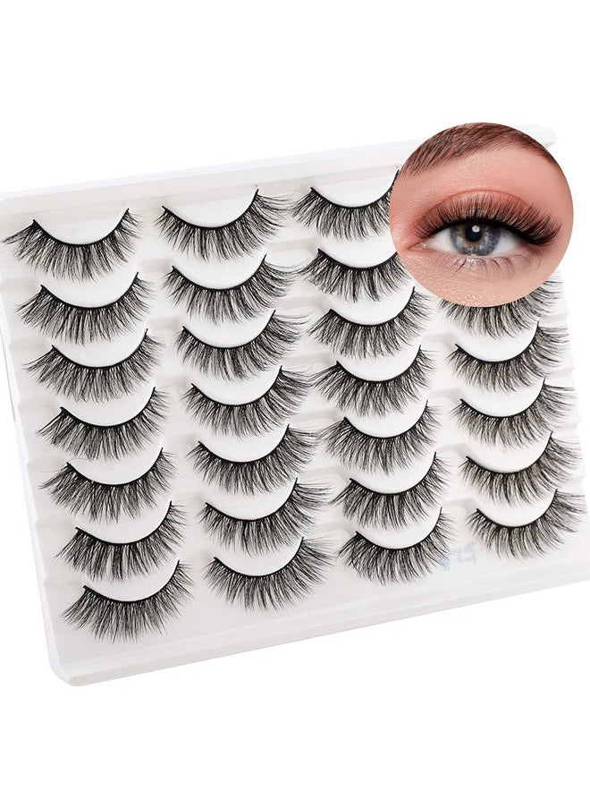 Newcally Lashes False Eyelashes Cat Eyes Wispy Natural Faux Mink Lashes 14 Pairs Pack Light Volume Short Fake Eye Lashes Multipack