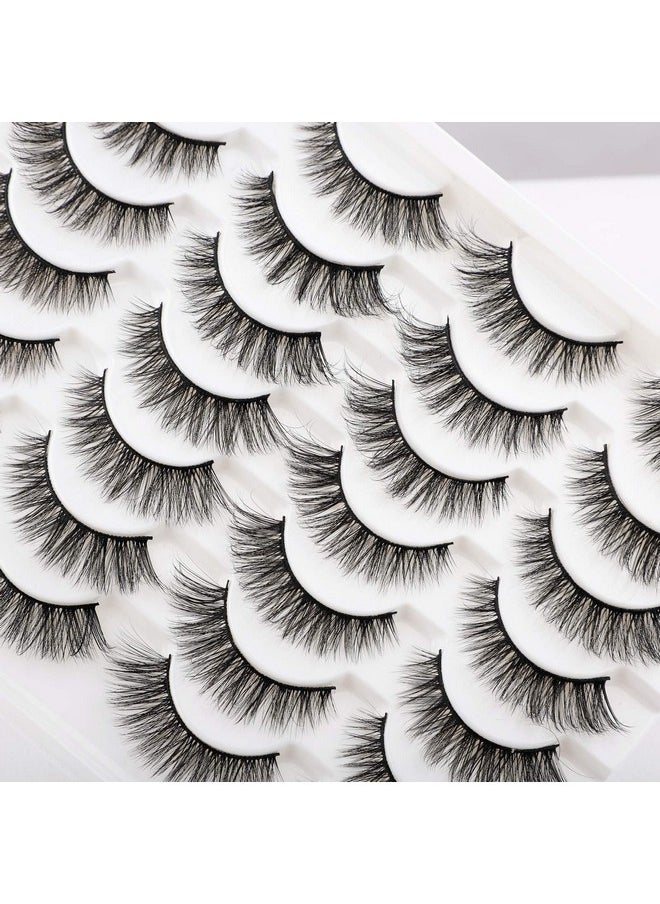 Newcally Lashes False Eyelashes Cat Eyes Wispy Natural Faux Mink Lashes 14 Pairs Pack Light Volume Short Fake Eye Lashes Multipack