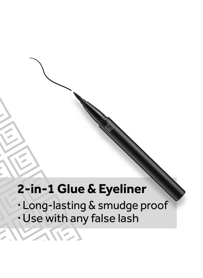 Eylure Line & Lash Kit, 2-in-1 Lash Black Glue Eyeliner and False Lashes, Faux Mink Wispy