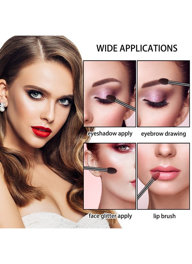 Ponpon 100Pcs Eyeshadow Applicators Dual Sides Eye Sponge Applicators Disposable Eyeshadow Brush for Girls Lady Women Makeup