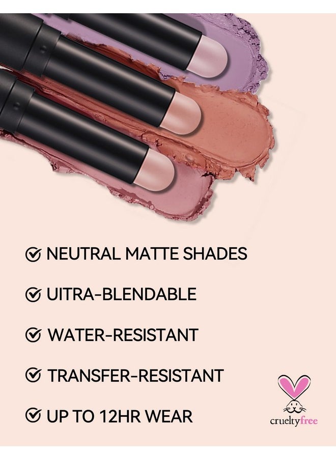Erinde Waterproof Cream Eyeshadow Stick, Matte Nude Eye Shadow Sticks, Longwear Blendable High Pigmented, Neutral Eye Shadow Sticks Matte for Older Eyes, Smokey Eyeshadow Pencil Crayon, 21 Gray Brown