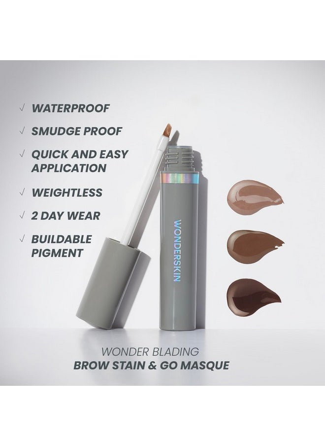 Wonderskin Eyebrow Tint - Wonder Blading Brow Stain & Go Masque, Long Lasting Brow Tint, Transfer Proof and Smudge Proof Eyebrow Stain (Dark Brunette)