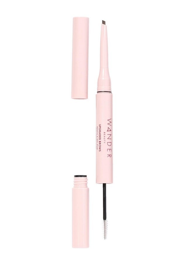 Wander Beauty Upgraded Brow Pencil & Eye Brow Gel - Medium Brown - 2 in 1 Eye Brow Makeup With Castor Oil, Peptides & Panthenol - Two-Sided Brow Filler, Definer, & Lifter for Fuller Brows - 0.05 fl oz