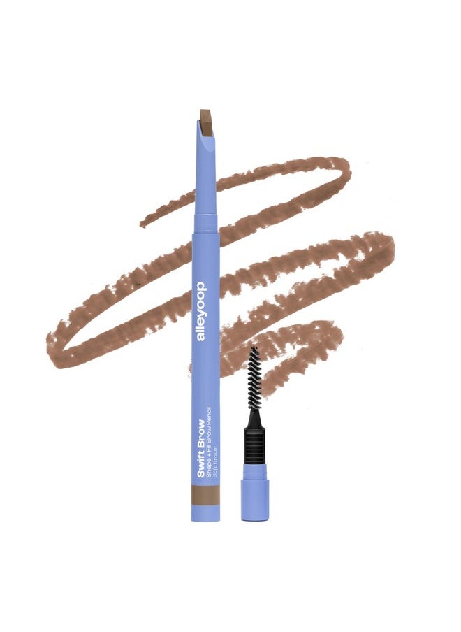 ALLEYOOP Swift Brow All-In-One Brow Definition with Built-In Sharpener & Spoolie Brush - Soft Brown - Water & Smudge-Resistant Eyebrow Definer Pencil with Natural Matte Finish - Vegan & Cruelty-Free