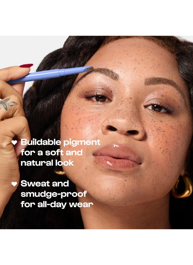 ALLEYOOP Swift Brow All-In-One Brow Definition with Built-In Sharpener & Spoolie Brush - Soft Brown - Water & Smudge-Resistant Eyebrow Definer Pencil with Natural Matte Finish - Vegan & Cruelty-Free