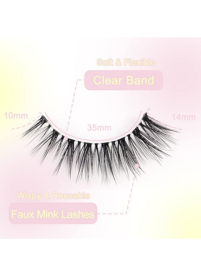 Veleasha Lashes Wispy False Eyelashes 100% Handmade Eyelashes Natural Look Fake Lashes Lightweight Lashes with Soft Clear Band 5 Pairs Pack (G2)