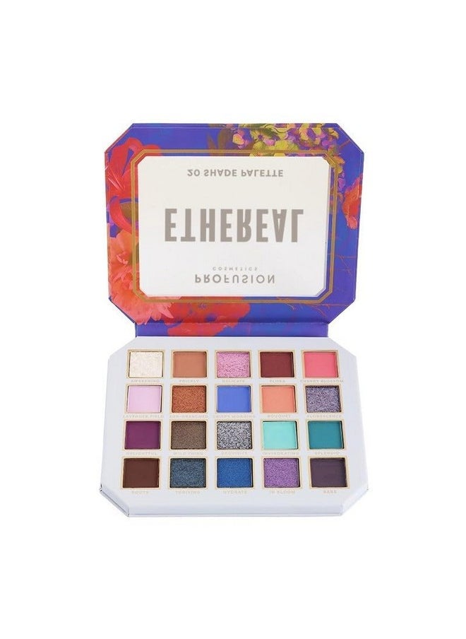 Profusion Cosmetics Ethereal 20 Shade Eyeshadow Palette with Multi Finish and Richly Pigmented Shade, Blendable and Buildable Eyeshadow Palette for Day to Night Eye Catching Looks