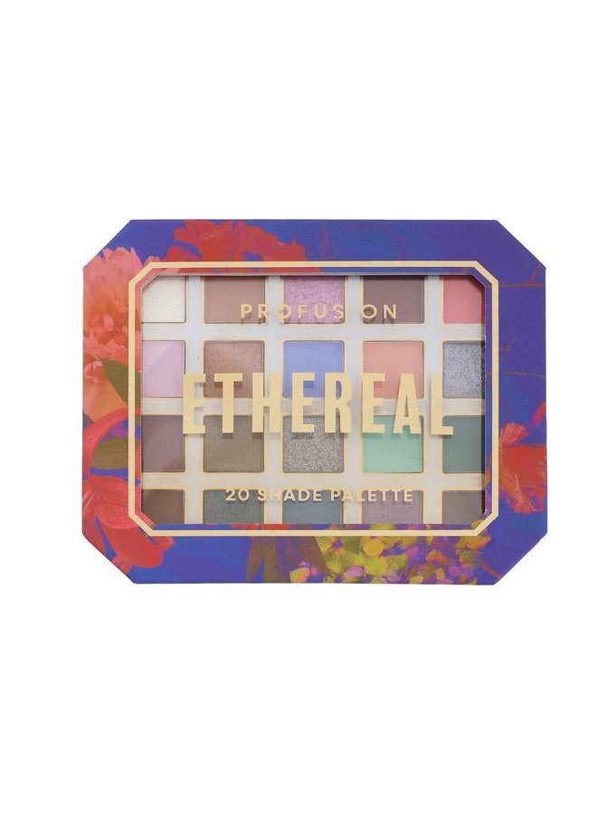 Profusion Cosmetics Ethereal 20 Shade Eyeshadow Palette with Multi Finish and Richly Pigmented Shade, Blendable and Buildable Eyeshadow Palette for Day to Night Eye Catching Looks