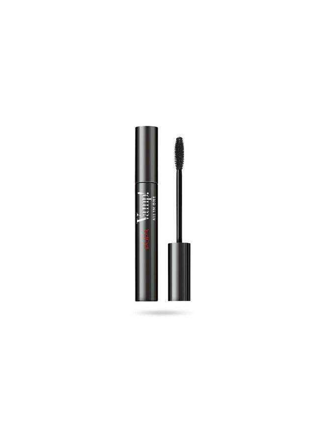 Pupa Milano Vamp! All In One Mascara - Add Extreme Volume and Length to Lashes - Serum-Infused Formula Promotes Thicker Lash Appearance - Smudge and Clump Resistant - 101 Extra Black - 0.3 oz