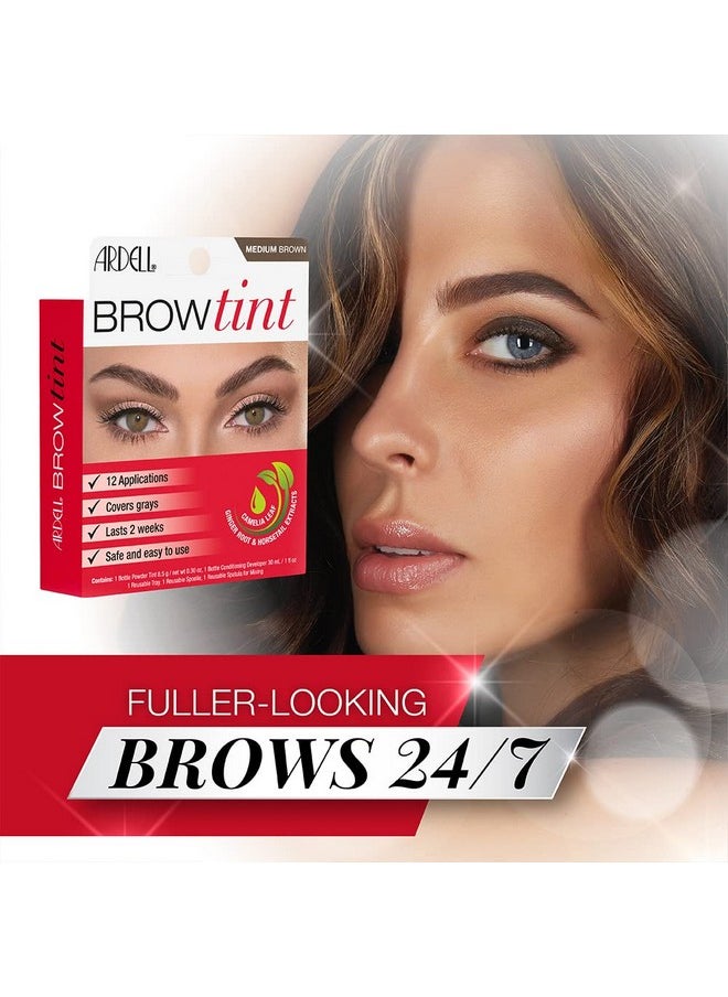 Ardell Brow Tint Medium Brown, Longer-lasting, Semi-permanent Brow Dye, with Natural Extracts, Complete Brow Tinting Kit, 1 pack