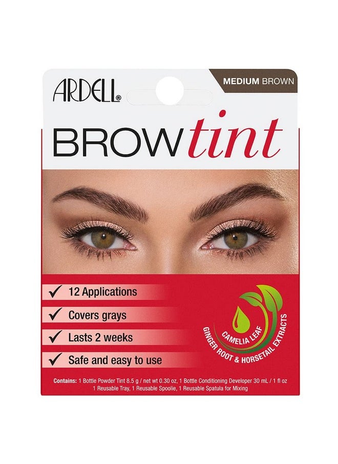 Ardell Brow Tint Medium Brown, Longer-lasting, Semi-permanent Brow Dye, with Natural Extracts, Complete Brow Tinting Kit, 1 pack