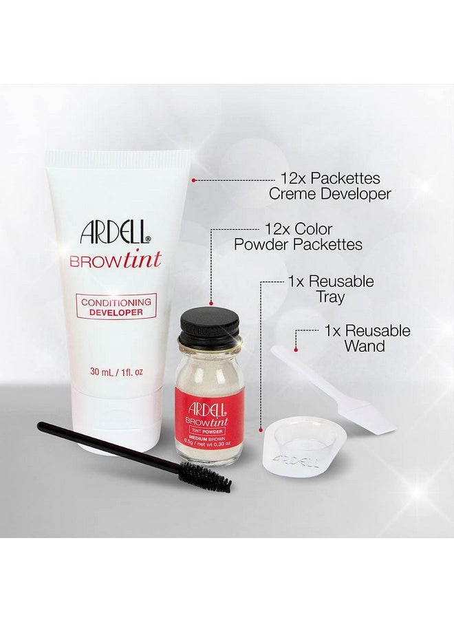 Ardell Brow Tint Medium Brown, Longer-lasting, Semi-permanent Brow Dye, with Natural Extracts, Complete Brow Tinting Kit, 1 pack