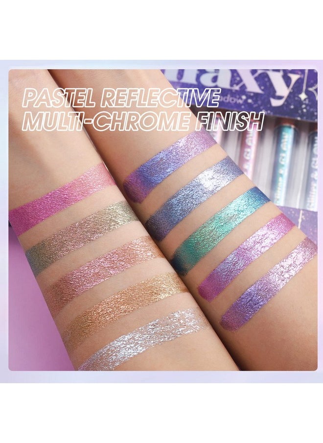 BestLand Liquid Glitter Eyeshadow Set, Multichrome Glitter Shimmer Eye Looks Waterproof Long Lasting Quick-Drying Sparkling Eye Shadow Liquid Highlighter Christmas Makeup Kits (Magic Color)