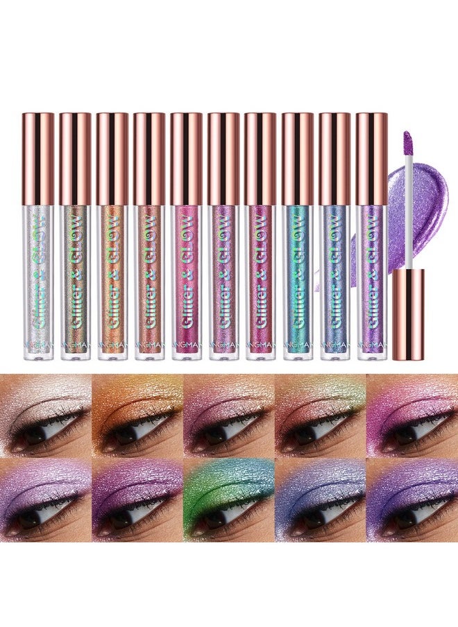 BestLand Liquid Glitter Eyeshadow Set, Multichrome Glitter Shimmer Eye Looks Waterproof Long Lasting Quick-Drying Sparkling Eye Shadow Liquid Highlighter Christmas Makeup Kits (Magic Color)