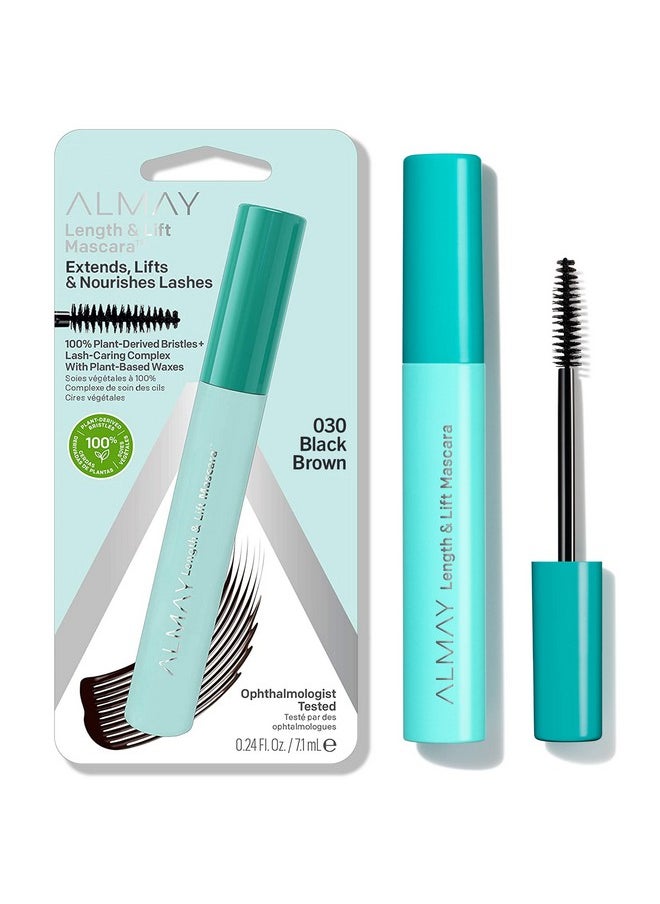 Almay Lengthening Mascara, Volume & Lift, Eye Makeup, Hypoallergenic and-Fragrance Free, 030 Black Brown, 0.24 fl oz.