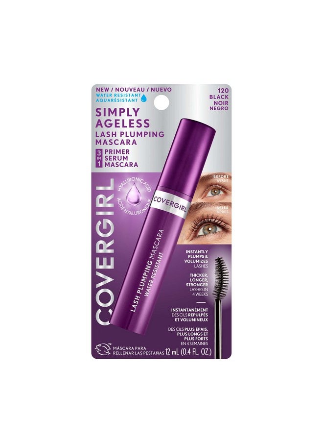 COVERGIRL Simply Ageless Lash Plumping Mascara, Black Water Resistant, Pack of 1