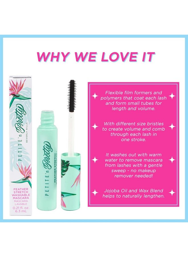 Petite 'n Pretty Feather Stretch Tubing Washable Mascara - Makeup for Kids, Tweens and Teens - Extends lashes, Easy to Apply & Remove - Non Toxic & Made in the USA - As Seen on TikTok
