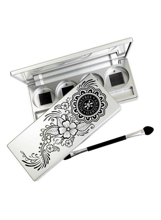 Honeybee Gardens Refillable Pressed Eye Shadow Quad Compact, Holds Up To Four Eye Shadow Colors, Fits 26mm or Smaller Pan, Customizable Travel Eye Makeup Kit