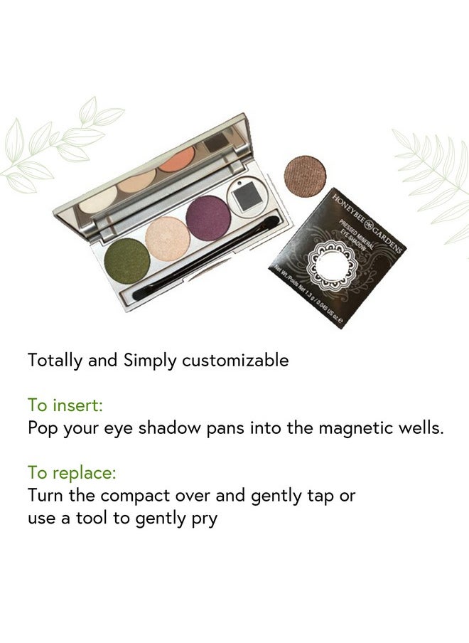 Honeybee Gardens Refillable Pressed Eye Shadow Quad Compact, Holds Up To Four Eye Shadow Colors, Fits 26mm or Smaller Pan, Customizable Travel Eye Makeup Kit
