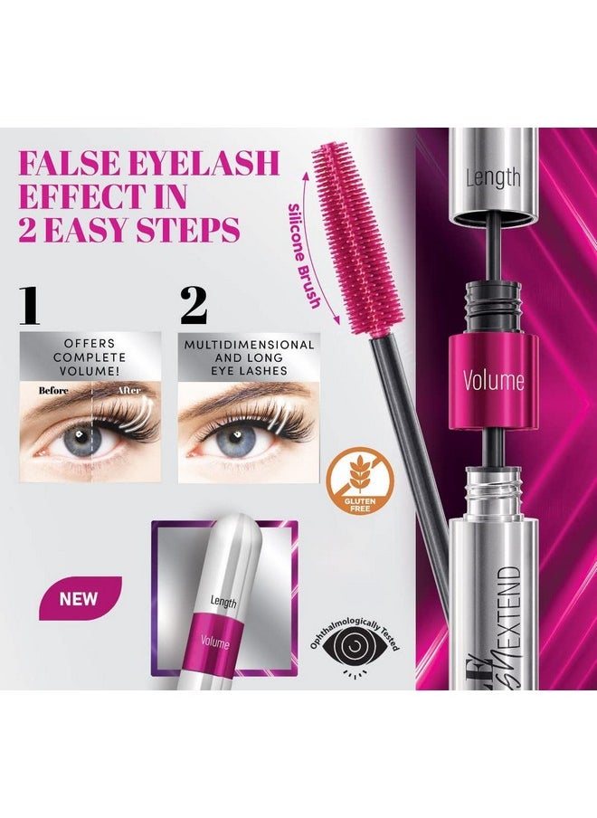 FARMASI Double Lash Extend Mascara, Eyelash Lengthening Applicator, Natural Lengthening and Thickening Effect No Clumping, Buildable, Defining, Curling, 0.41 fl. Oz / 12 ml (Black)