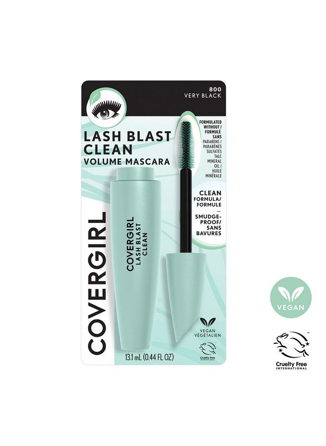 CoverGirl Lash Blast Clean Volume Mascara, Vegan Formula, Volumizing, Smudge-Proof, Cruelty Free, Very Black, 1 Count