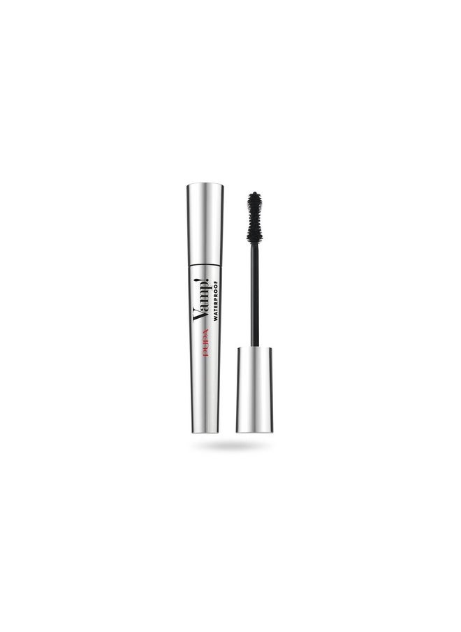 Pupa Milano Vamp! Waterproof Mascara - Add Extreme Volume and Length to Lashes - Serum-Infused Formula Promotes Thicker Lash Appearance - Smudge, Clump, and Water Resistant - 001 Extra Black - 0.3 oz