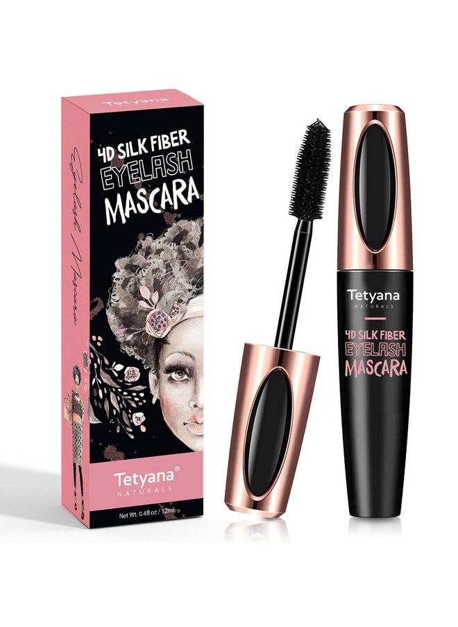 4D Silk Fiber Lash Mascara Waterproof, Luxuriously Longer, Thicker, Voluminous Eyelashes, Long-Lasting, Dramatic Extension, Smudge-proof, Hypoallergenic Formula