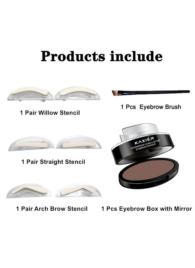 Moakxer Eyebrow Powder,Waterproof Eyebrow Stamp Powder Seal Perfect Nature Eye Brow Powder Tinting Coloring Kit Delicate Shape (301# Light Brown)