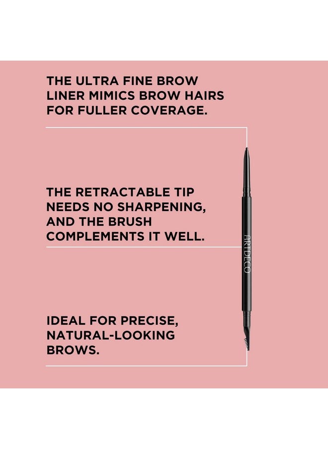 ARTDECO Ultra Fine Brow Liner - Coal - Thin Twist-Out Tip Creates Ultra-Fine Lines - Integrated Grooming Brush - Smudge-Proof & Waterproof - Eyebrow Pencil - Eye Makeup - Vegan - 0.03 Oz