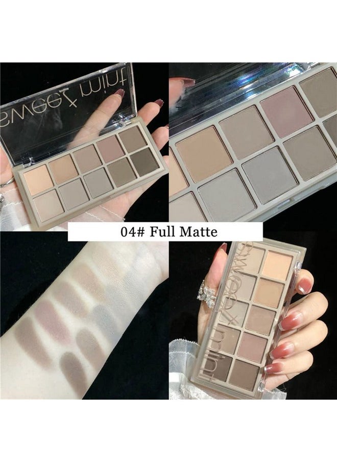 Go Ho 10 Colors Eyeshadow Palette,All Matte Eyeshadow Palette for Older Women,Highly Pigmented Blendable Shades,Neutral Eye Shadow Palette Makeup,Waterproof Cool-tone Grey Brown Eyeshadow,04