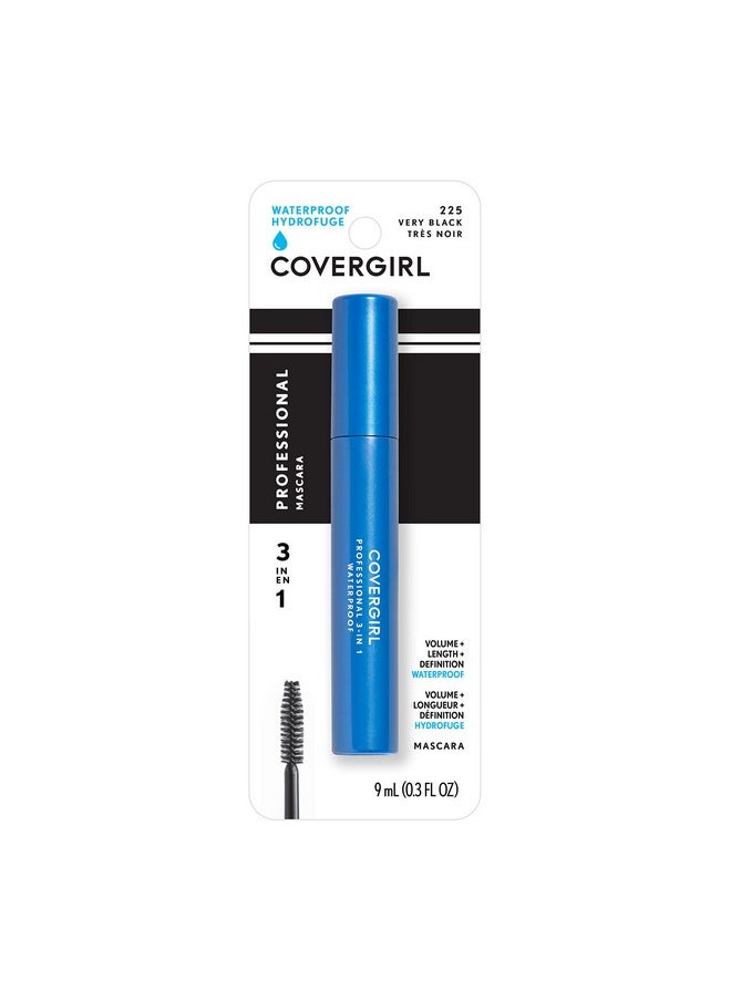 COVERGIRL Professional 3-in-1 Waterproof Mascara, Very Black 225, (Packaging May Vary), 0.3 Fl Oz (Pack of 1)