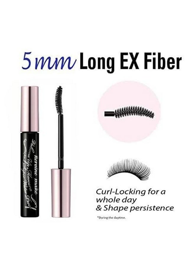 HEROINE MAKE by KISSME Volumizing Eyemakeup Mascara with Waterproof Black Curvy Brush, Defining Fiber Long-lasting False Eyelash Effect, Made in Japan