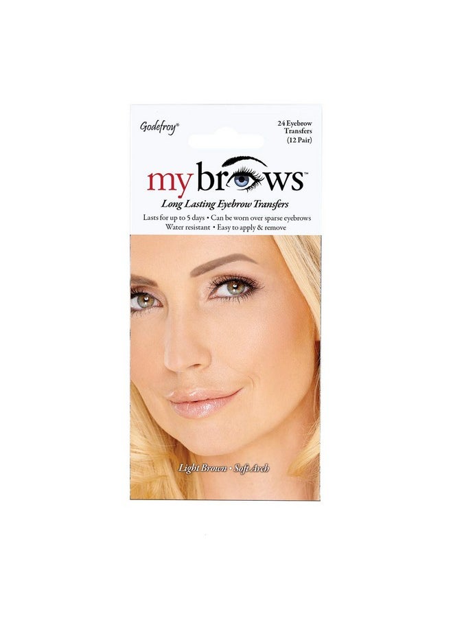 Godefroy MyBrows Long Lasting Eyebrow Transfers, Soft Arch, Light Brown, 12-Pairs of Brows