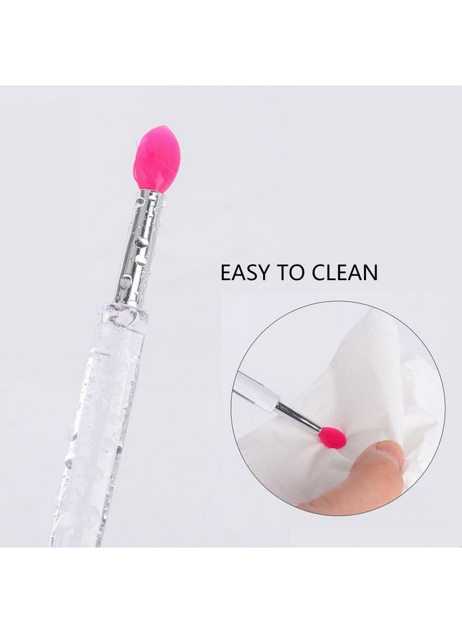 40Pcs Silicone Lip Brushes with Cap, Reusable Applicator Brushes for Eyeshadow, Lip Gloss Mask Cream