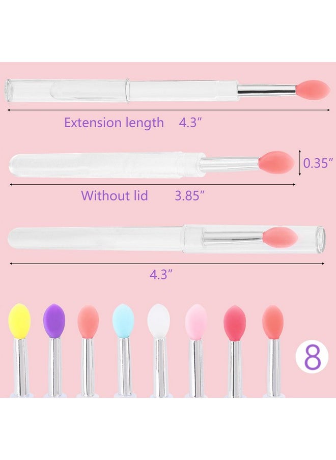 40Pcs Silicone Lip Brushes with Cap, Reusable Applicator Brushes for Eyeshadow, Lip Gloss Mask Cream