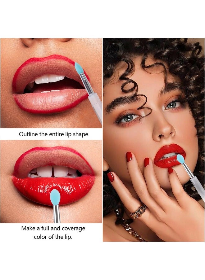 40Pcs Silicone Lip Brushes with Cap, Reusable Applicator Brushes for Eyeshadow, Lip Gloss Mask Cream