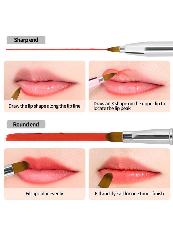 Unaone [2 Pack] Lip Brush for Lipstick, Retractable Lip Brushes, Dual-ended Makeup Brush for Lipstick Lip Gloss, Include Lid Silver and Green