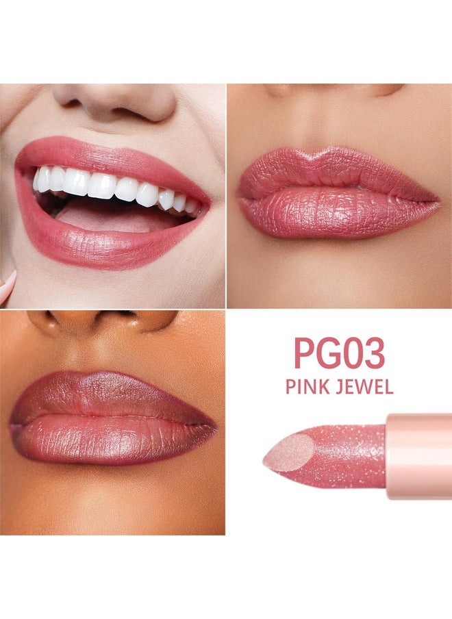 Oulac Moisturizing Pink Lipstick for Women - Tinted Lip Balm with Shimmmer, Lightweight Lip Makeup, Nourishing & Hydrating Formula, Vegan & Gluten Free, PG03 Pink Jewel