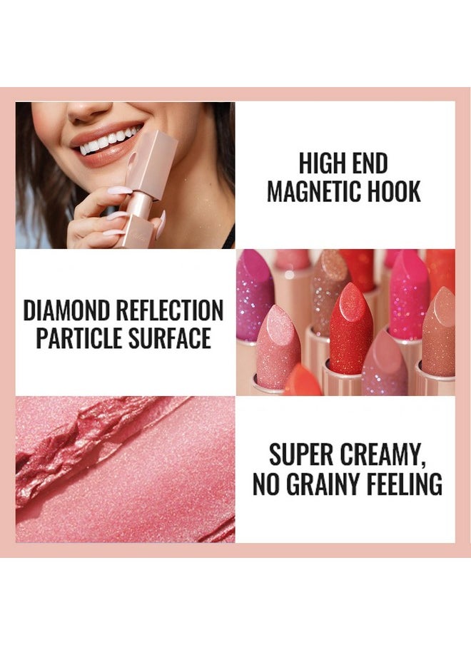 Oulac Moisturizing Pink Lipstick for Women - Tinted Lip Balm with Shimmmer, Lightweight Lip Makeup, Nourishing & Hydrating Formula, Vegan & Gluten Free, PG03 Pink Jewel