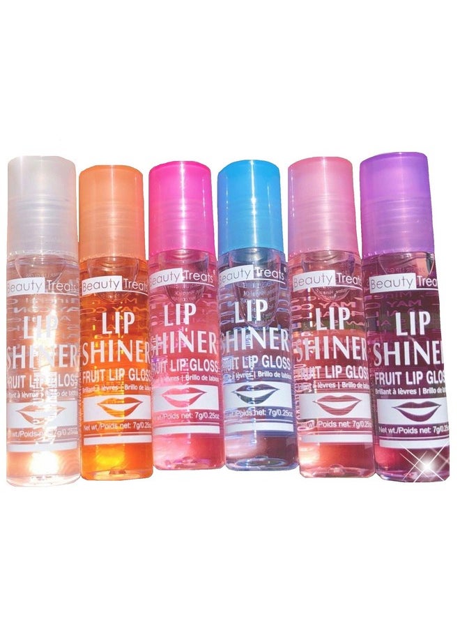 Beauty Treats Lip Shiner Roll-On Fruit Lip Gloss By ; 6 Piece Assortment Set, 0.25Oz / 7G Each