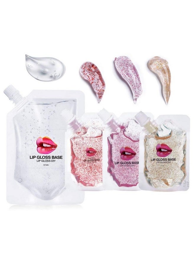 Skynest Lip Gloss Base, DIY Lip Gloss Moisturizing, Non-Sticky, Vegan Lip Makeup Oil(1Pack 50ML+3 Packs 20ML)