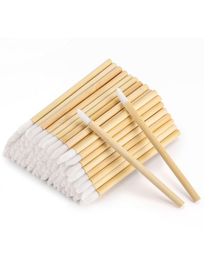 100pcs Disposable Bamboo Handle Lip Brushes Lipstick Lip Gloss Wands Applicator Makeup Tool