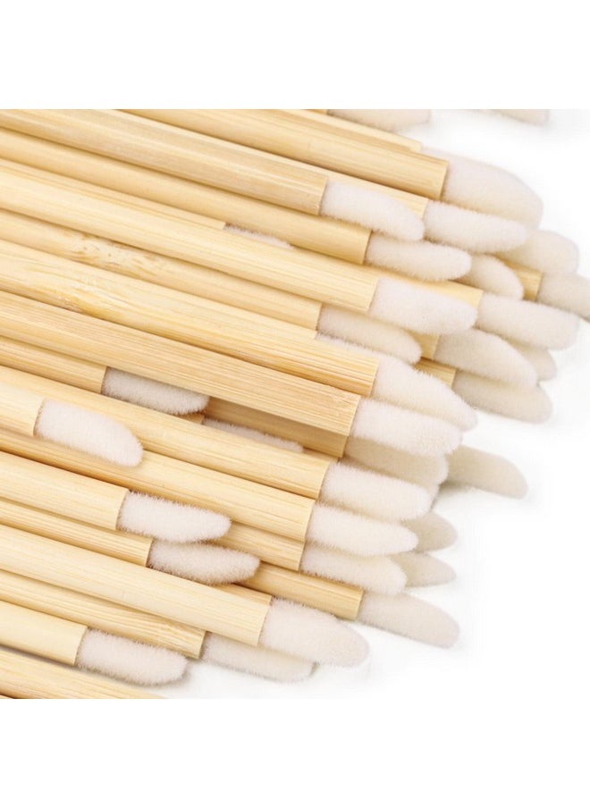 100pcs Disposable Bamboo Handle Lip Brushes Lipstick Lip Gloss Wands Applicator Makeup Tool