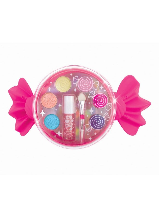 3C4G: Sugar Style Cosmetic Set - 9pcs, 4 Colors of Scented Lip Gloss & Eyeshadow Held in a Candy Shaped Container, Makeup Girls & Kids Ages 8+
