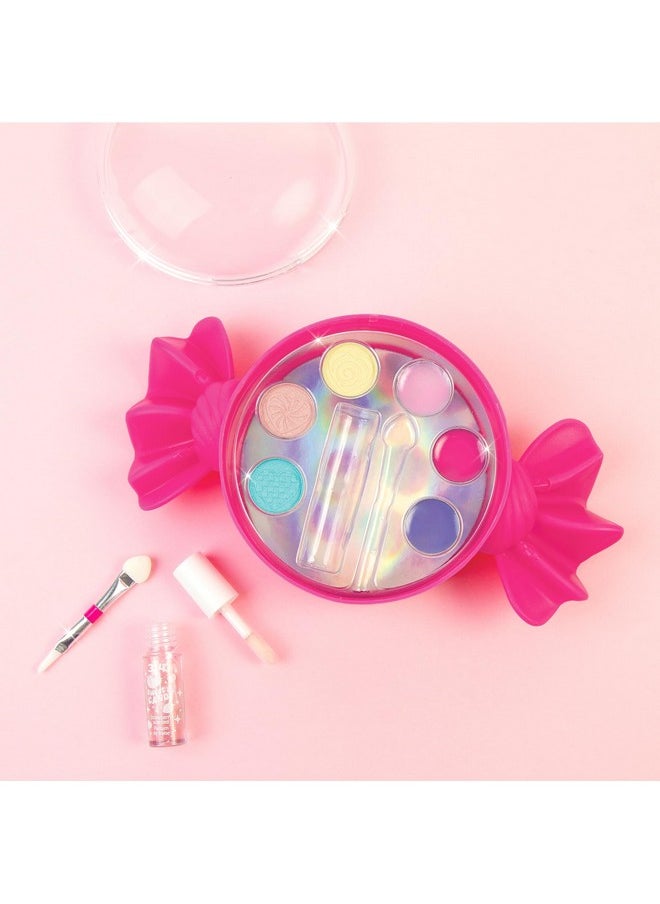 3C4G: Sugar Style Cosmetic Set - 9pcs, 4 Colors of Scented Lip Gloss & Eyeshadow Held in a Candy Shaped Container, Makeup Girls & Kids Ages 8+