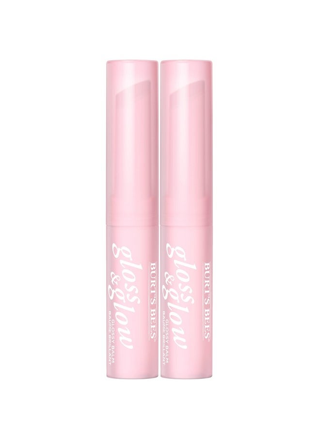 Burts Bees Gloss and Glow Glossy Balm, 100% Natural Origin, Winning in Pink, 1 Tube